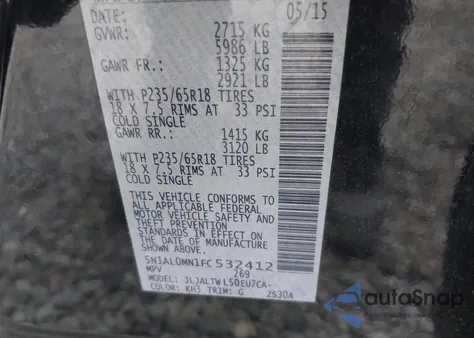 2015 Infiniti Qx60 from USA, damaged, VIN 5N1AL0MN1FC532412